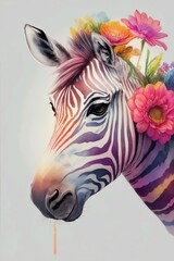 zebra in watercolor