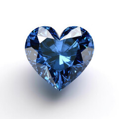 Fototapeta premium Heart shaped blue sapphire realistic in on white background, HD