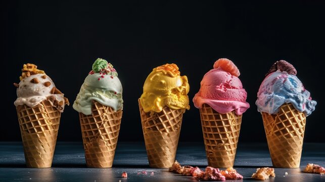 ice cream cone with black background