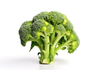 Illustration of a close-up view of a single broccoli floret, showcasing its texture and color created with Generative AI technology