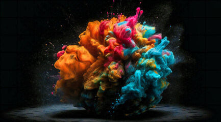colorful powder powder exploded stock image