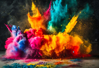 colorful powder powder exploded stock image