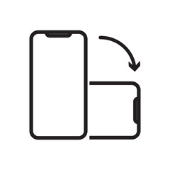 Vector modern flat design phone rotation icon isolated on black background, Rotate smartphone isolated icon in black background. Device rotation symbol.