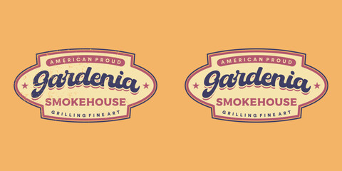 Gardenia Smokehouse Grill Bbq Logo Badge Emblem on Light Background