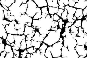 Obraz premium Cracks in the ground. Black and white background.