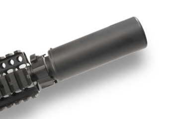 Shadow behind an the silencer on an assault rifle