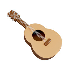 3d guitar. elements for camping, hiking , summer camp, traveling, trip. icon isolated on white background. 3d rendering illustration. Clipping path.
