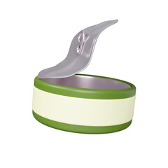 3d tuna can, camping objects and scenes, monochrome yellow camping equipment. icon isolated on white background. 3d rendering illustration. Clipping path.