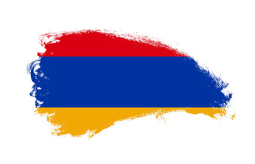 National flag of Armenia painted with stroke brush on isolated white