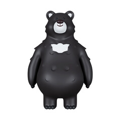 3d black bear. camping, hiking , summer camp, traveling, trip. icon isolated on white background. 3d rendering illustration. Clipping path.