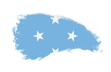 National flag of Federated States Of Micronesia painted with stroke brush on isolated white