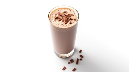 chocolate milkshake on white background