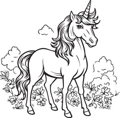 Obraz na płótnie Canvas unicorn drawing unicorn coloring page for kids ready to print A3 size editable