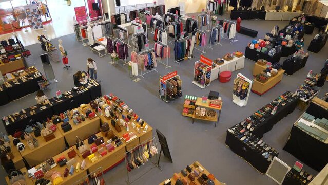 bangkok city famous modern central mall illuminated main hall sale topdown 4k thailand 