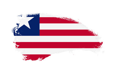 National flag of Liberia painted with stroke brush on isolated white