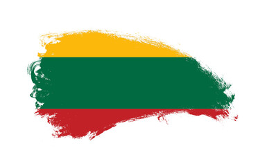 Fototapeta premium National flag of Lithuania painted with stroke brush on isolated white