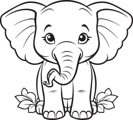 Fototapeta premium cute sweet elephant drawing educational coloring pages for kids in iso size ready to print