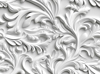 Patterns on the ceiling gypsum sheets of white flowers, plaster background - floral pattern, seamless pattern. Created with Generative AI technology.