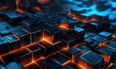 Fototapeta premium Abstract Technology Background, Global Network Connection and Communication Concept. Generative Ai
