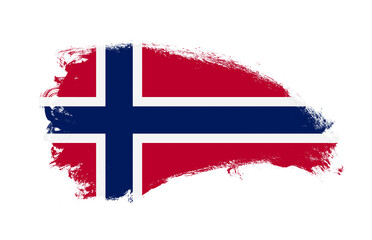 National flag of Norway painted with stroke brush on isolated white