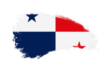 National flag of Panama painted with stroke brush on isolated white