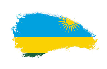 National flag of Rwanda painted with stroke brush on isolated white