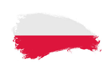 National flag of Poland painted with stroke brush on isolated white