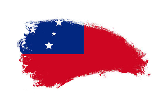 National flag of Samoa painted with stroke brush on isolated white