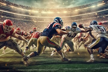 american football players in the action grand arena Generative AI