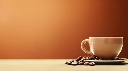 Close up of hot latte coffee in the cafe, photo banner for website header design with copy space for text.