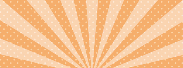 かわいいポップなドットの集中線　横　横長 　ワイド