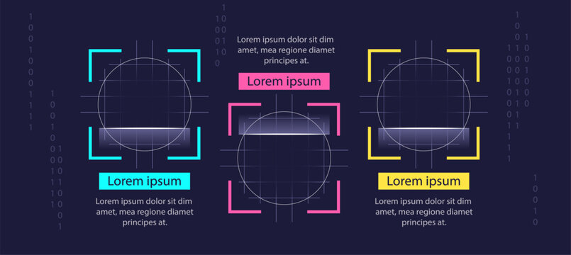 Security detection technology infographic chart design template. Abstract infochart with copy space. Instructional graphics with 3 step sequence. Visual data presentation. Myriad Pro-Regular font used
