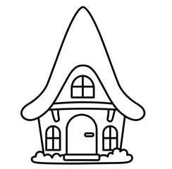 Cute gnome house gnome garden cartoon outline icon