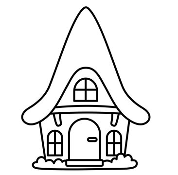 recommend clip art: Cute gnome house gnome garden cartoon outline icon