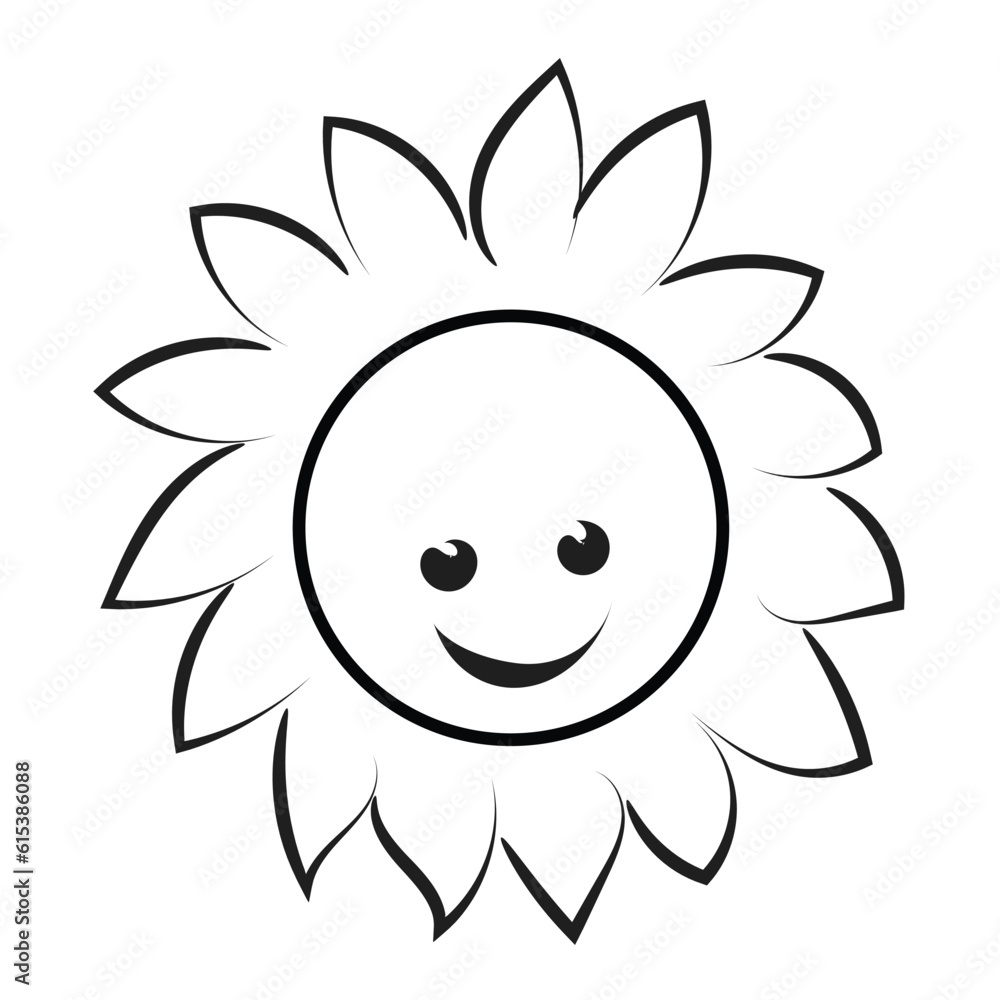 Sticker sun face design for print or use as logo, card, flyer or t shirt