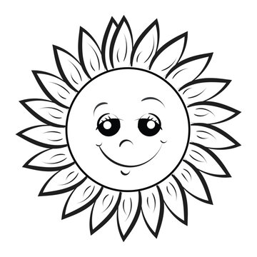 Sun face design for print or use as logo, card, flyer or T Shirt 