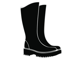 black rubber boots