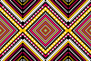 Seamless design pattern, traditional geometric star zigzag pattern. yellow black pink white  vector illustration design, abstract fabric pattern, aztec style for textiles, 