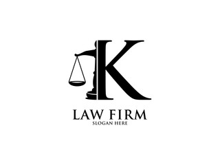 Law Firm with Letter K Logo, Lawyer logo with creative law element