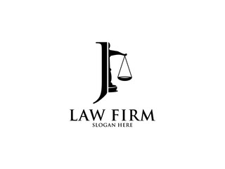 Law Firm with Letter J Logo, Lawyer logo with creative law element
