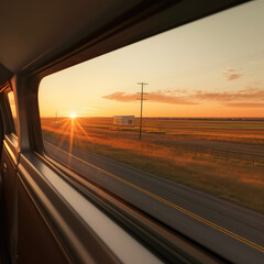 Obraz premium sunset looking out of train window
