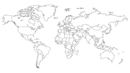 Fototapeta Simple outline of world map on transparent background, vector 10 eps. obraz