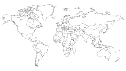Foto op Plexiglas Simple outline of world map on transparent background, vector 10 eps. © Cali6ro