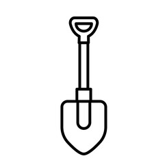 Cute shovel gnome garden cartoon outline icon