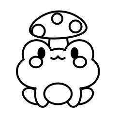 Cute frog and toad gnome garden cartoon outline icon