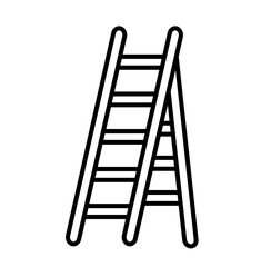 Cute ladder gnome garden cartoon outline icon