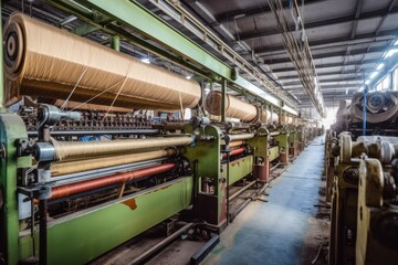 Textile machines at work in a factory
