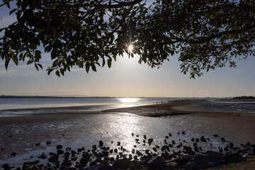 sunset over the beach