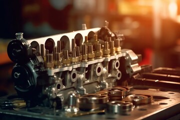 Hands of car mechanic in auto repair service. Generative AI
