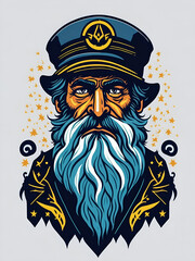 Old captain. AI generated illustration